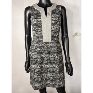 Tabitha anthropologie Sleeveless Tweed Dress Gray Black White Career Party 4